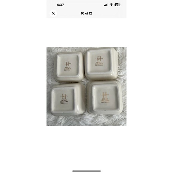 Holly Holiday Pedestal Platter W/Condiment Dishes Scalloped Edge VTG -RARE -HTF - Picture 10 of 12